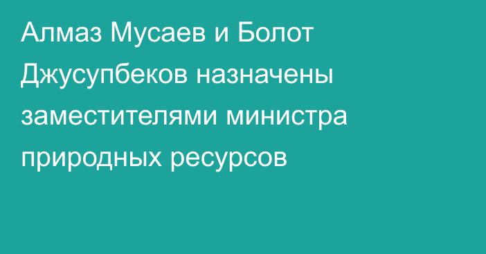 Алмаз Мусаев и Болот Джусупбеков назначены заместителями министра природных ресурсов