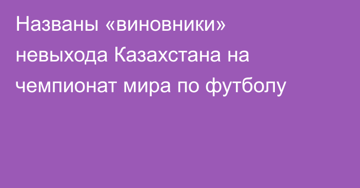 Названы «виновники» невыхода Казахстана на чемпионат мира по футболу