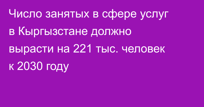 Число занятых в сфере услуг в Кыргызстане должно вырасти на 221 тыс. человек к 2030 году
