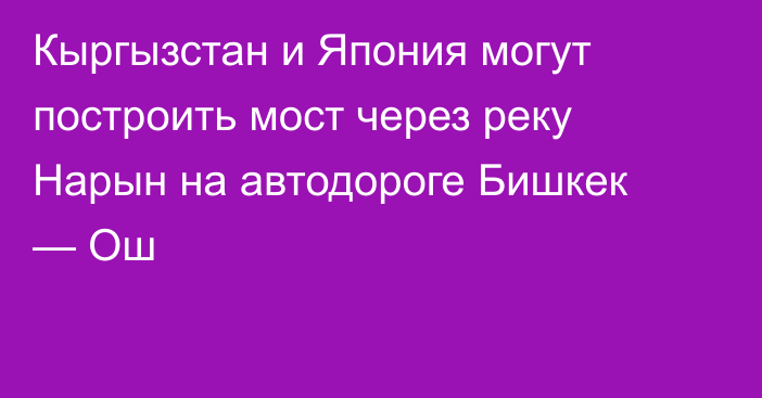 Кыргызстан и Япония могут построить мост через реку Нарын на автодороге Бишкек — Ош 