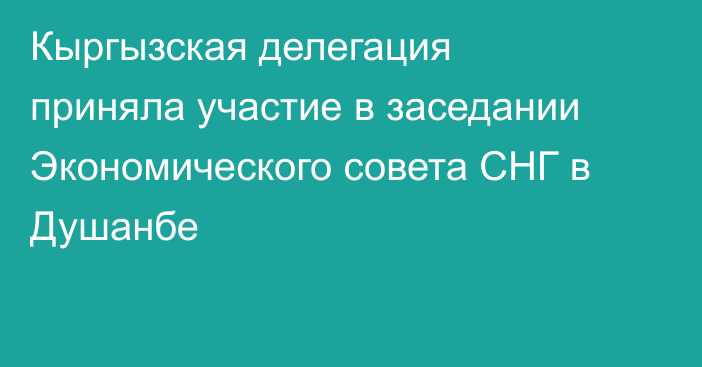 Кыргызская делегация приняла участие в заседании Экономического совета СНГ в Душанбе