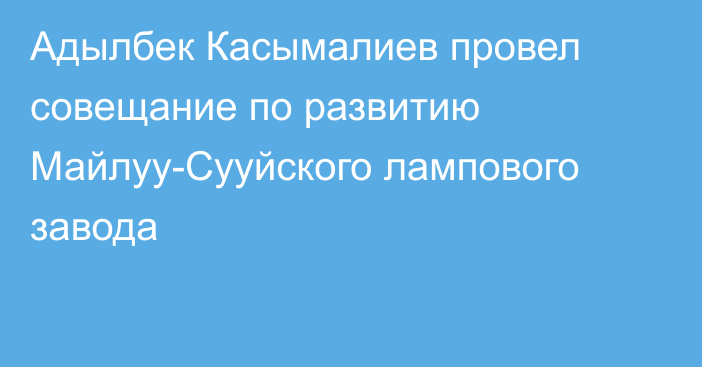Адылбек Касымалиев провел совещание по развитию Майлуу-Сууйского лампового завода