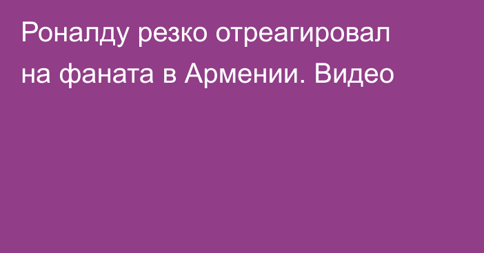 Роналду резко отреагировал на фаната в Армении. Видео