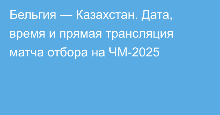 Бельгия — Казахстан. Дата, время и прямая трансляция матча отбора на ЧМ-2025