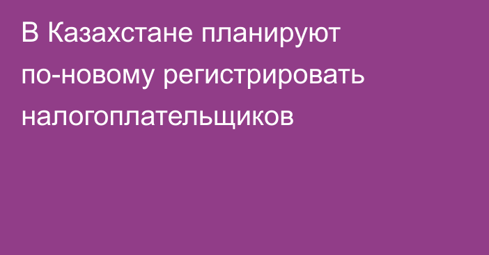 В Казахстане планируют по-новому регистрировать налогоплательщиков