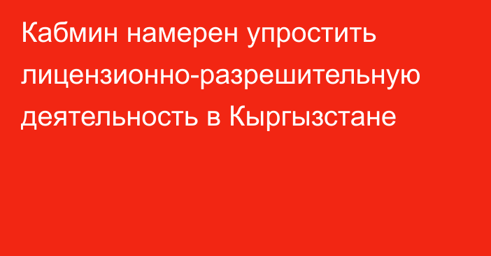 Кабмин намерен упростить лицензионно-разрешительную деятельность в Кыргызстане