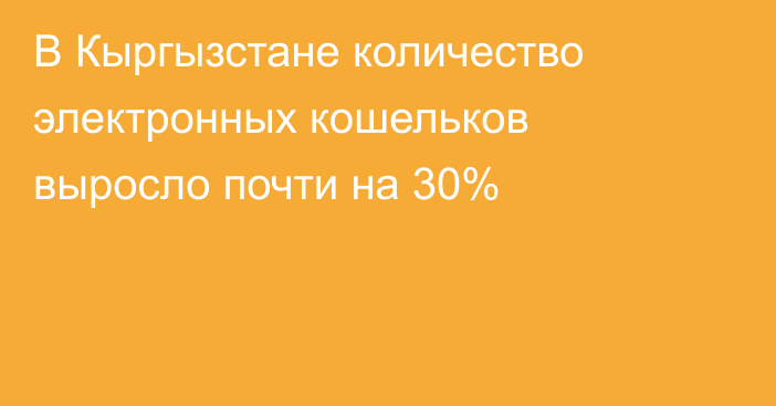В Кыргызстане количество электронных кошельков выросло почти на 30%