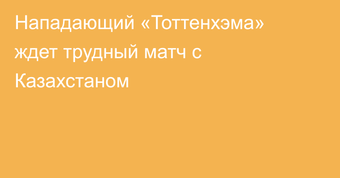 Нападающий «Тоттенхэма» ждет трудный матч с Казахстаном