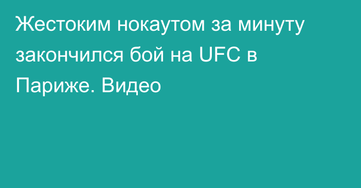 Жестоким нокаутом за минуту закончился бой на UFC в Париже. Видео