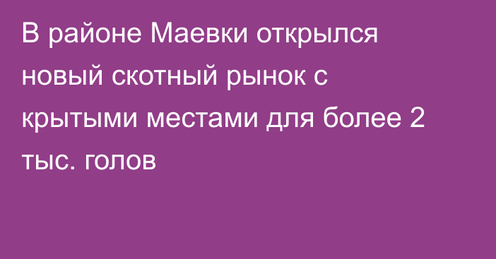 В районе Маевки открылся новый скотный рынок с крытыми местами для более 2 тыс. голов