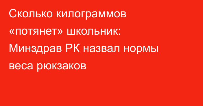 Сколько килограммов «потянет» школьник: Минздрав РК назвал нормы веса рюкзаков