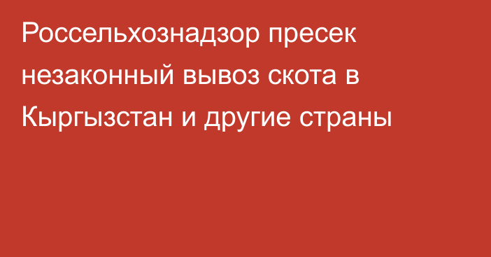 Россельхознадзор пресек незаконный вывоз скота в Кыргызстан и другие страны