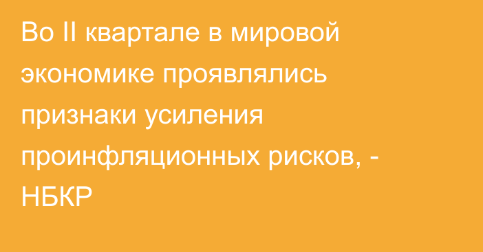Во II квартале в мировой экономике проявлялись признаки усиления проинфляционных рисков, - НБКР
