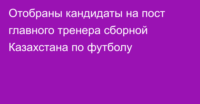 Отобраны кандидаты на пост главного тренера сборной Казахстана по футболу