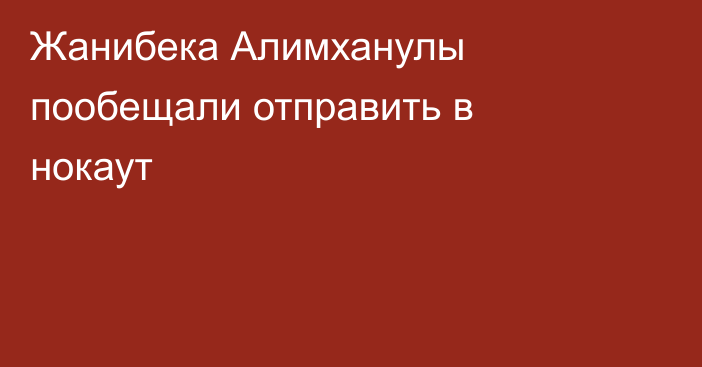 Жанибека Алимханулы пообещали отправить в нокаут