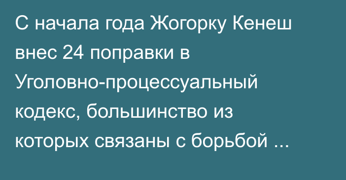 С начала года Жогорку Кенеш внес 24 поправки в Уголовно-процессуальный кодекс, большинство из которых связаны с борьбой против мошенничества, - депутат