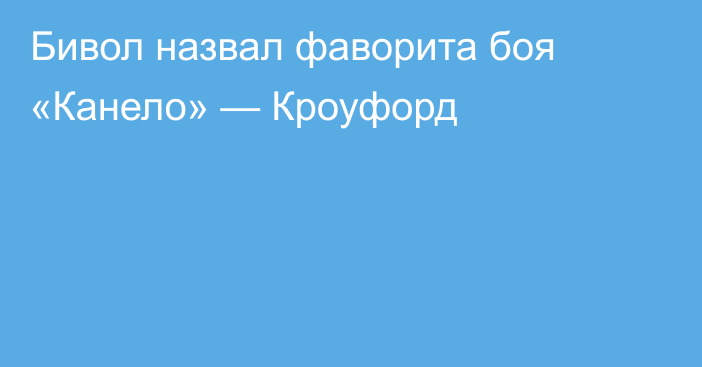 Бивол назвал фаворита боя «Канело» — Кроуфорд