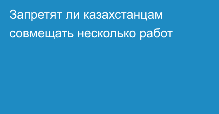 Запретят ли казахстанцам совмещать несколько работ