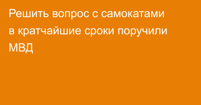 Решить вопрос с самокатами в кратчайшие сроки поручили МВД