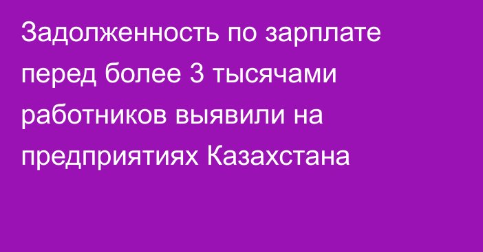 Задолженность по зарплате перед более 3 тысячами работников выявили на предприятиях Казахстана