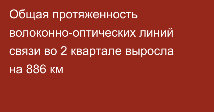 Общая протяженность волоконно-оптических линий связи во 2 квартале выросла на 886 км
