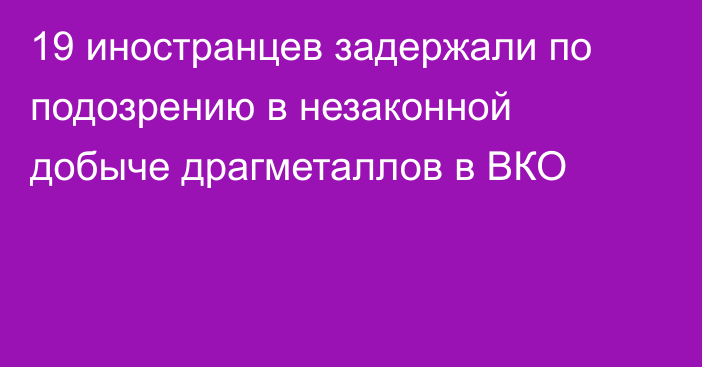 19 иностранцев задержали по подозрению в незаконной добыче драгметаллов в ВКО