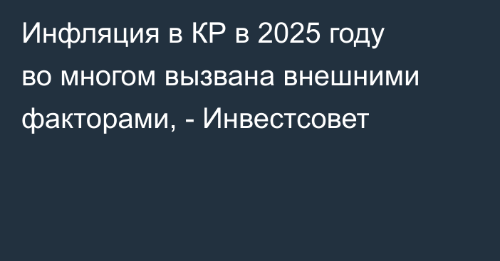 Инфляция в КР в 2025 году во многом вызвана внешними факторами, - Инвестсовет