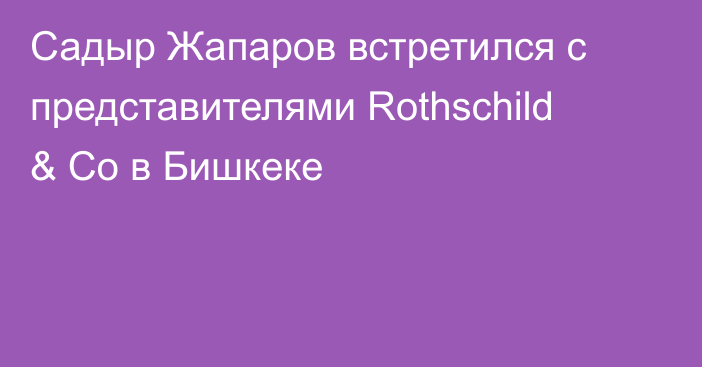 Садыр Жапаров встретился с представителями Rothschild & Co в Бишкеке