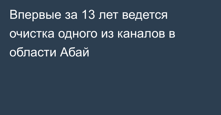 Впервые за 13 лет ведется очистка одного из каналов в области Абай