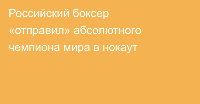 Российский боксер «отправил» абсолютного чемпиона мира в нокаут
