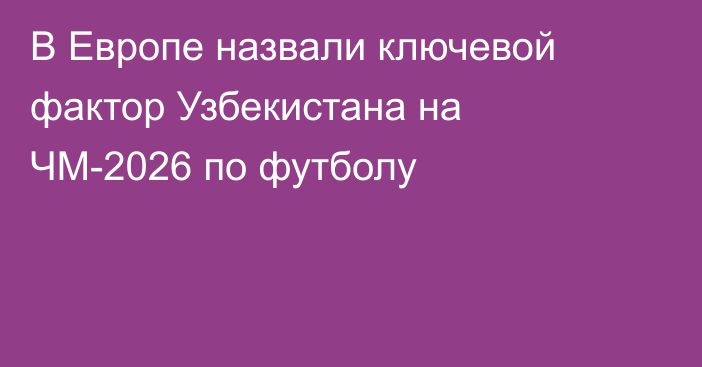 В Европе назвали ключевой фактор Узбекистана на ЧМ-2026 по футболу