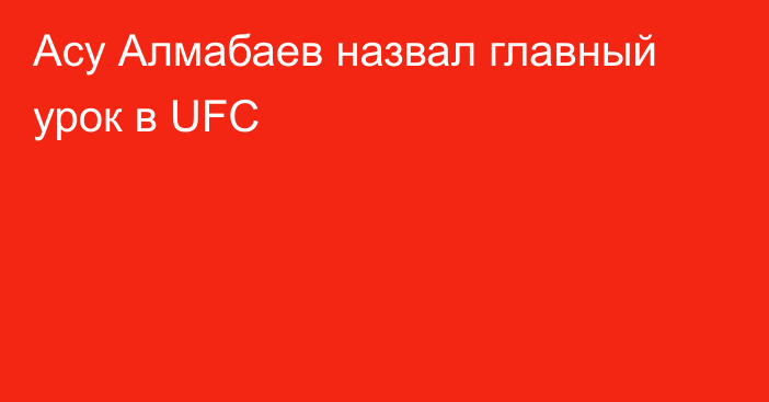 Асу Алмабаев назвал главный урок в UFC