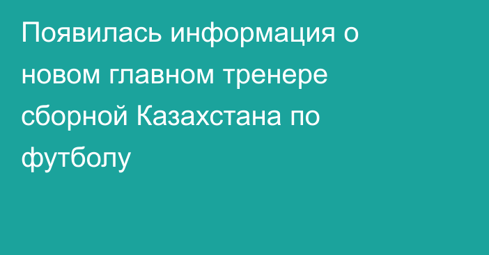 Появилась информация о новом главном тренере сборной Казахстана по футболу