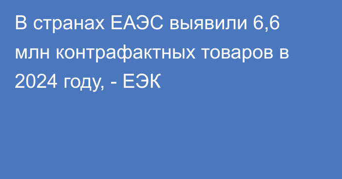 В странах ЕАЭС выявили 6,6 млн контрафактных товаров в 2024 году, - ЕЭК