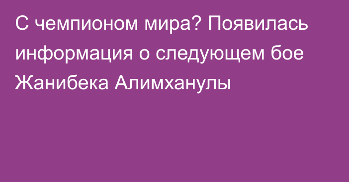 С чемпионом мира? Появилась информация о следующем бое Жанибека Алимханулы