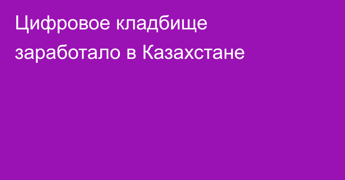 Цифровое кладбище заработало в Казахстане