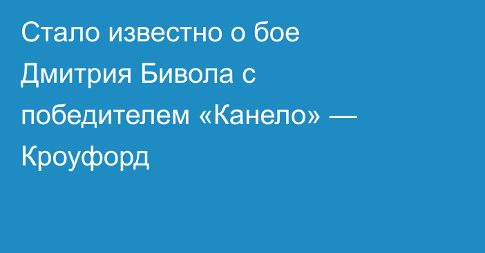 Стало известно о бое Дмитрия Бивола с победителем «Канело» — Кроуфорд
