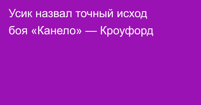 Усик назвал точный исход боя «Канело» — Кроуфорд