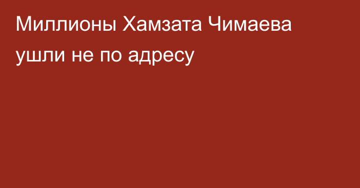 Миллионы Хамзата Чимаева ушли не по адресу