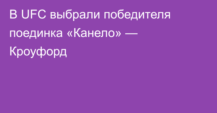 В UFC выбрали победителя поединка «Канело» — Кроуфорд