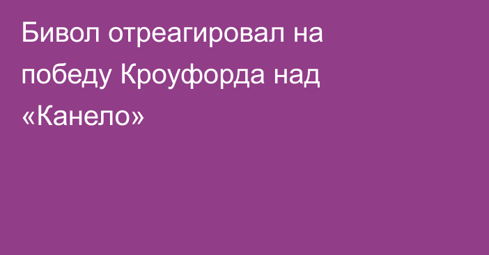 Бивол отреагировал на победу Кроуфорда над «Канело»