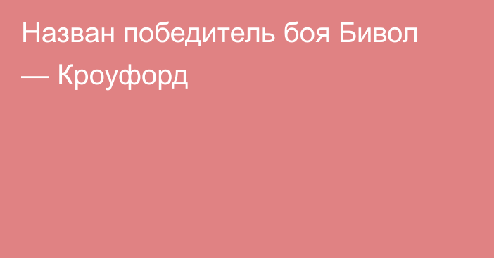 Назван победитель боя Бивол — Кроуфорд