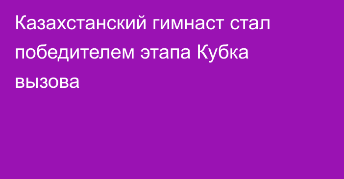 Казахстанский гимнаст стал победителем этапа Кубка вызова