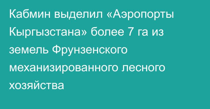 Кабмин выделил «Аэропорты Кыргызстана» более 7 га из земель Фрунзенского механизированного лесного хозяйства