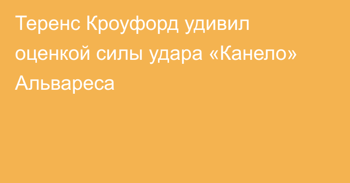 Теренс Кроуфорд удивил оценкой силы удара «Канело» Альвареса