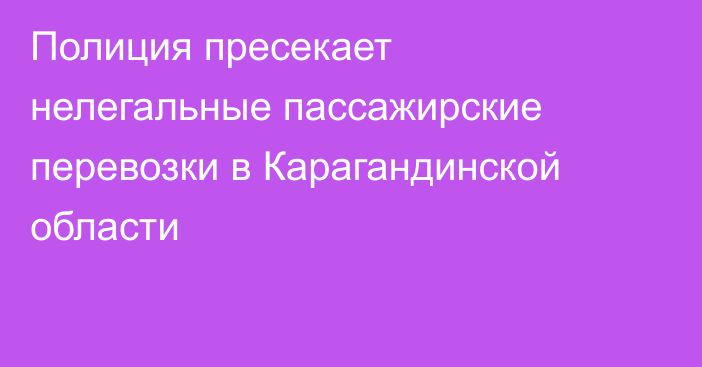 Полиция пресекает нелегальные пассажирские перевозки в Карагандинской области