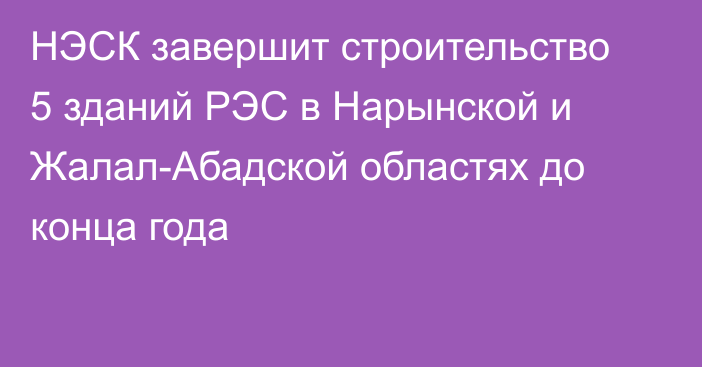 НЭСК завершит строительство 5 зданий РЭС в Нарынской и Жалал-Абадской областях до конца года