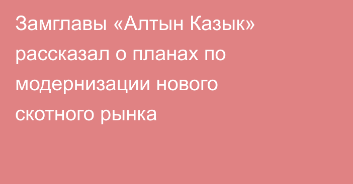 Замглавы «Алтын Казык» рассказал о планах по модернизации нового скотного рынка