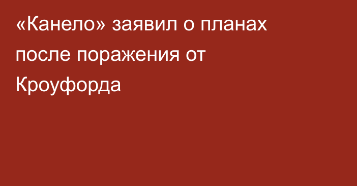 «Канело» заявил о планах после поражения от Кроуфорда