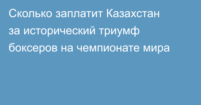 Сколько заплатит Казахстан за исторический триумф боксеров на чемпионате мира